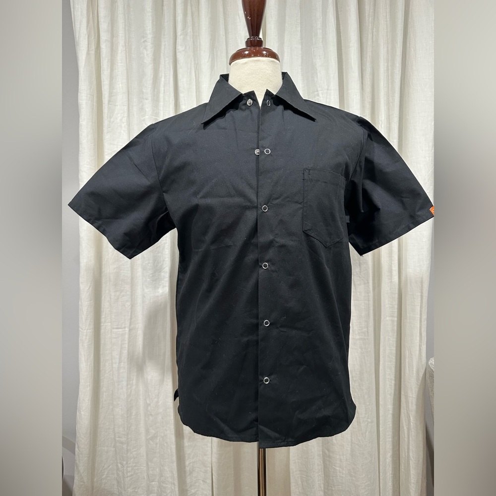 NWT Happy Chef Men/Woman Unisex Black Short Sleeve Chef Top UNIFORM Size Small.